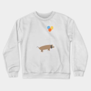 Cute cartoon dog floating with balloons Crewneck Sweatshirt